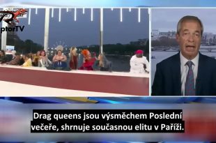 Nigel Farage k zahajovacímu ceremoniálu OH v Paříži.